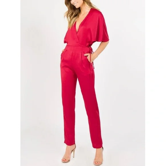 🛑SOLD🛑 Strut & Bolt Satin Wrap Jumpsuit - Picture 1 of 11
